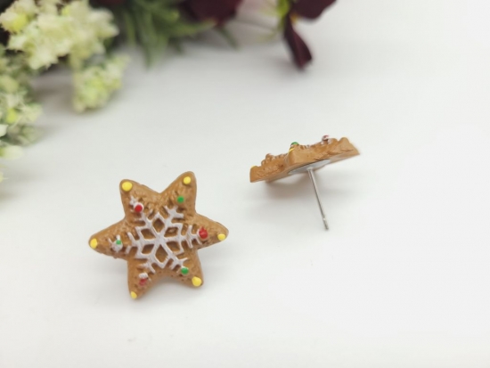 Lebkuchen Stern Ohrstecker Weihnachten Christmas